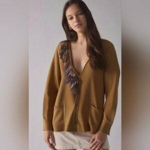 Anthropologie Sparrow Gold Tied Trails Cardigan